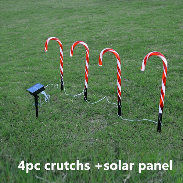 Snoep kerstboom decoratie verlichting zuurstok zonne-energie lamp batterij / usb aangedreven buiten tuin bruiloft feest decoratie: Zonne -4 krukken