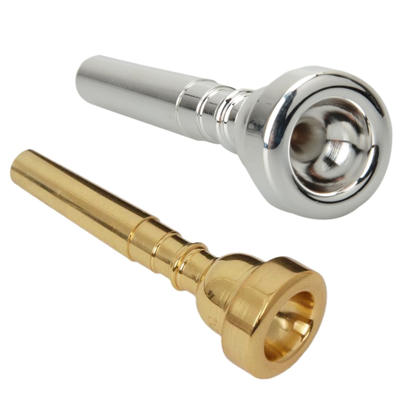 Boquilla de trompeta de 2 uds: 1 Uds para Bach 7C tamaño chapado en oro y 1 Uds Chapado en plata 5C 3,35 pulgadas