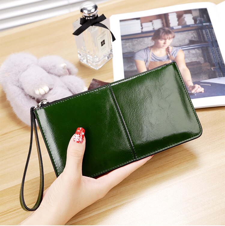 Cartera larga de para mujer, bolso para teléfono móvil para mujer, bolso de pu embrague star con correa de mano, bolso de varios colores 563: green 563