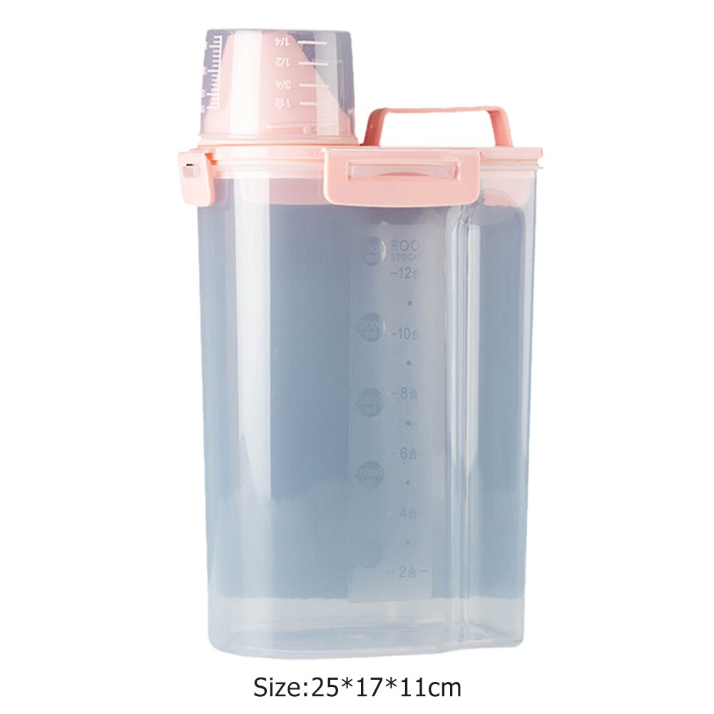 Plastic Pet Feeder Voedsel Container Hond Kat Grote Capaciteit Anti Oxidatie Verzegelde Verse Doos Snack Opslagtank Met Maatbeker: A1