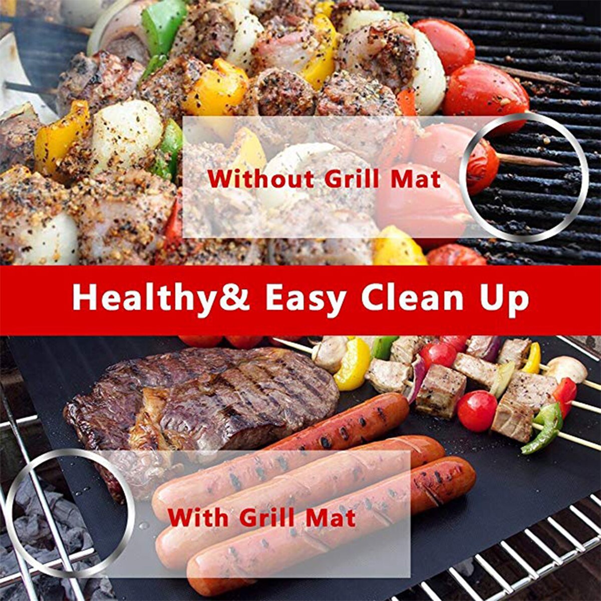 2Pcs Bbq Grill Mat/Sheet Slip Herbruikbare Non-stick Barbecue Bakken Vlees Hittebestendig Barbecue mat