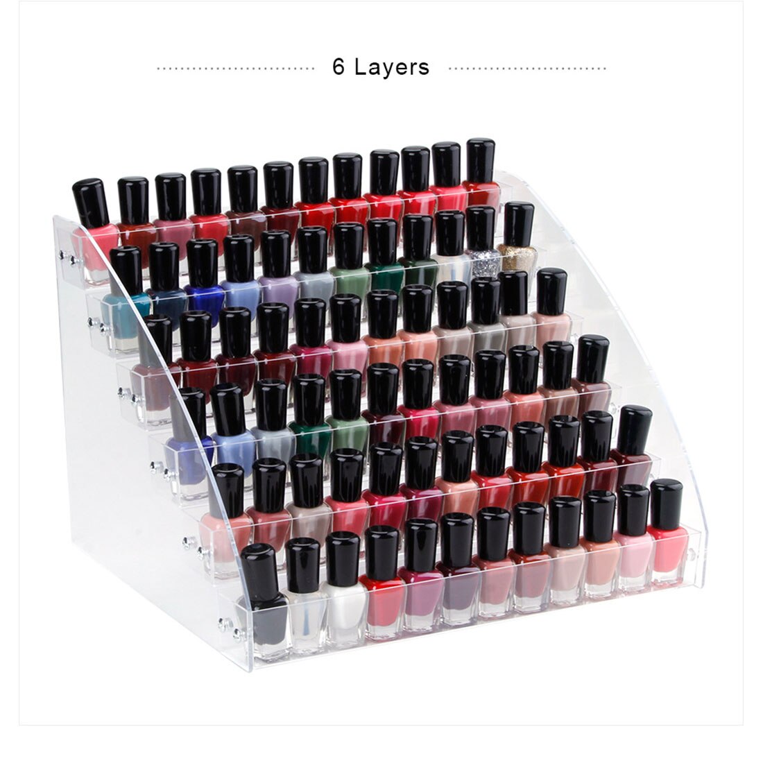 Clear Acrylic Makeup Box Acrylic Nail Polish Display Organizer 2-3-4-5-6-7 Layer Manicure Cosmetics Jewelry Display Stand Holder: 6 layers