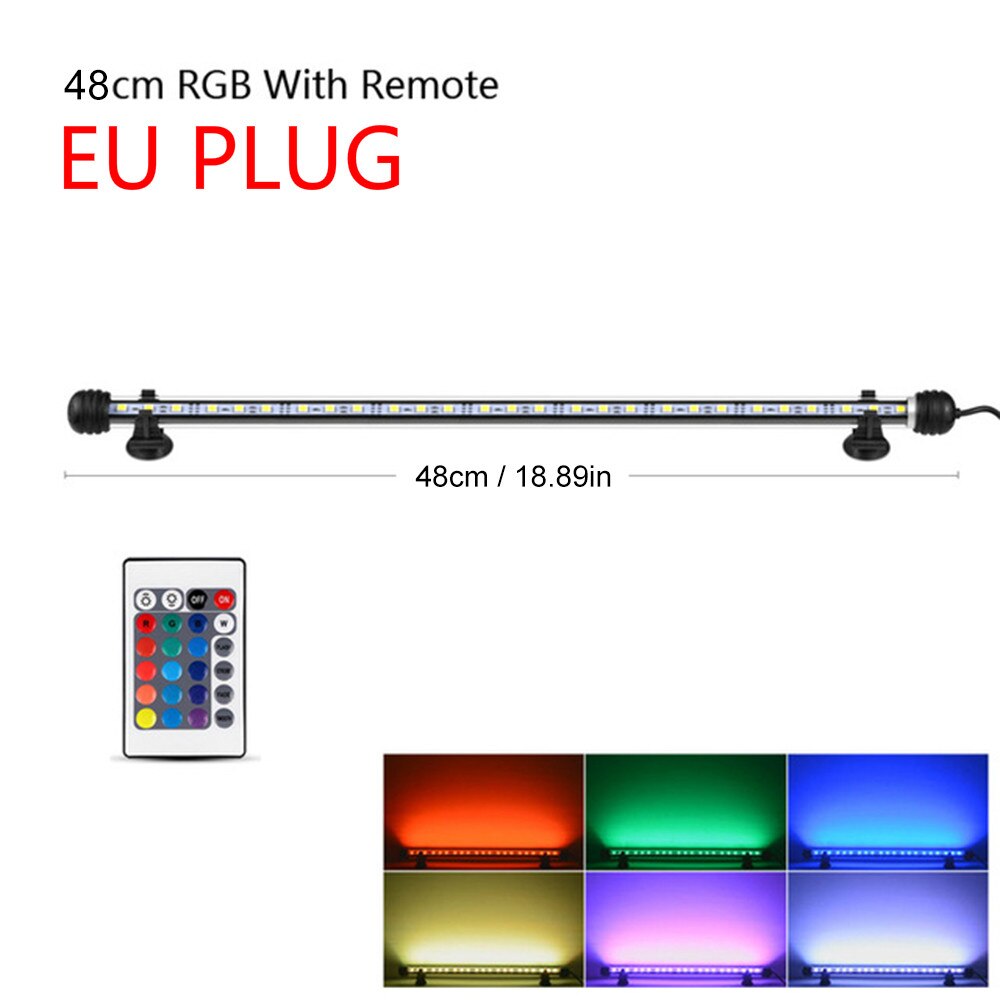 Led akvarie belysningslampe fjernbetjening til plantet akvarium marine led lys akvarium rgb akvarium led belysning bluetooth: 48cm eu-stik
