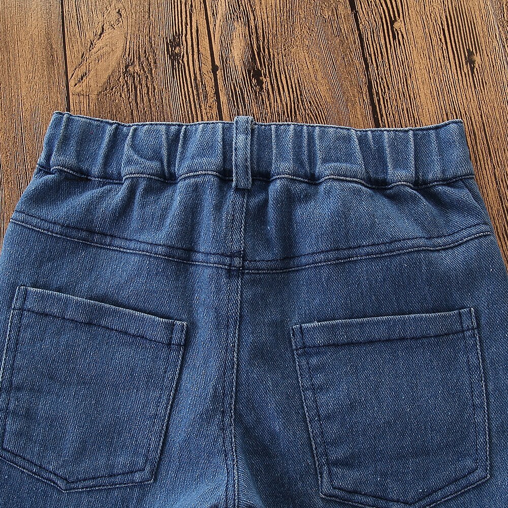 Tofs flickor byxor barn jeans utsvängda byxor barnkläder patchwork småbarn baby barn jeansbyxor barn & #39 ;s boot cut byxor
