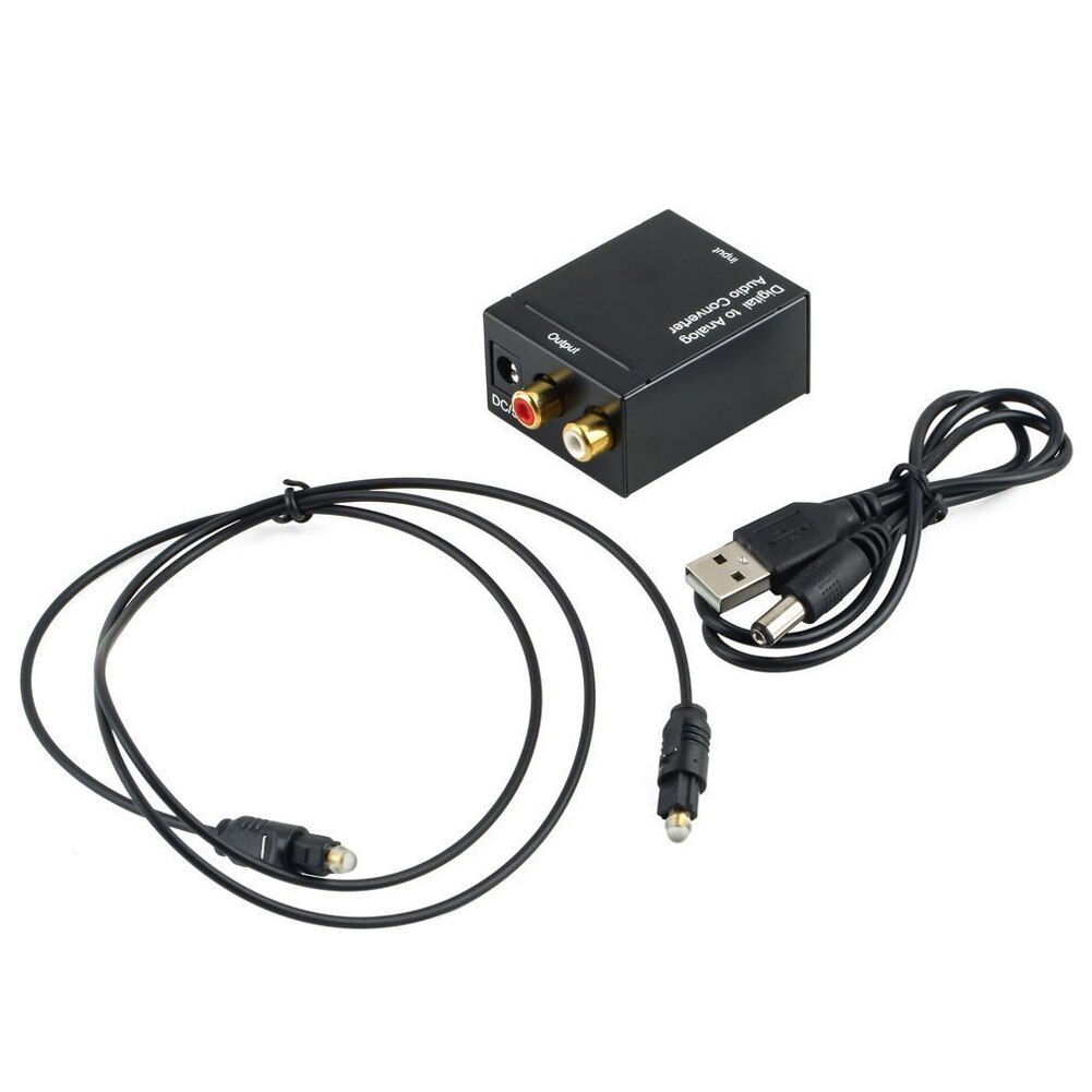 Optical Digital Stereo SPDIF Toslink Coaxial Signal to Analog Adapter Analog Converter Decoder Optical Cable USB-DC Power Cable: C
