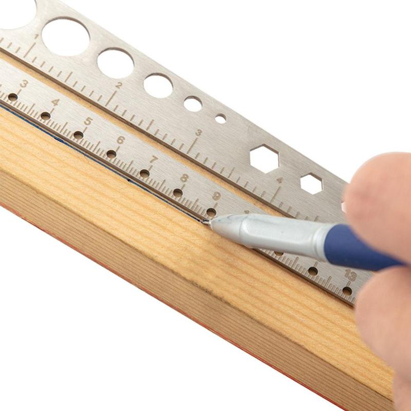Multifunctional Stainless Steel Tool Scale Office Angle Protractor Straightedge Measuring Tool Gauge Protractor Hexagon