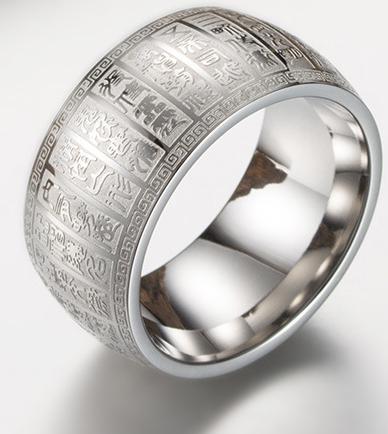 Overnaturlig herre #39 signet bred tommelfingerring udskåret gammel af kinesisk buddha skrift ringe til mænd solomon taoisme ring: 10 / Sølv