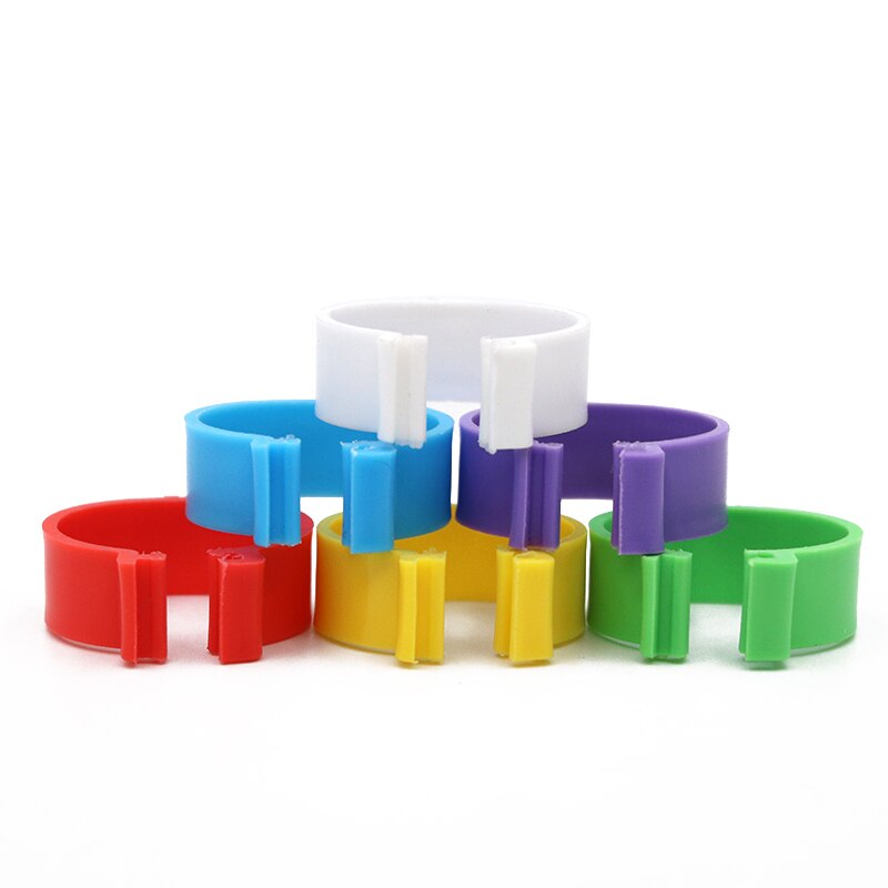 200 Stuks Kip Voet Ringen 20Mm Pluimvee Been Digitale Label Gesp Ring 6 Kleuren Zonder Woorden Plastic Kuiken Eend gans Apparatuur