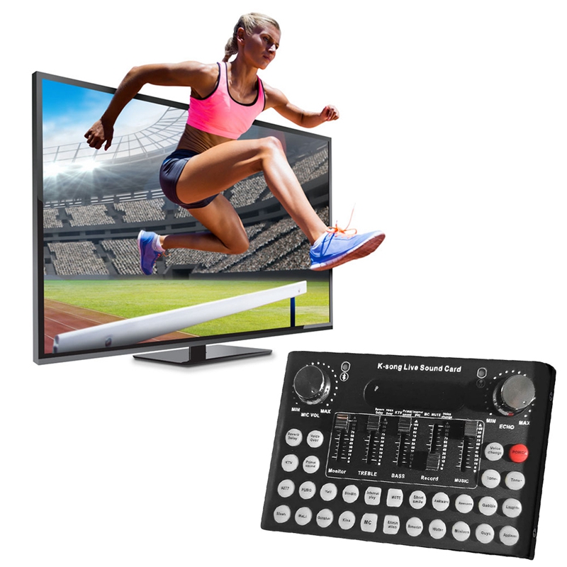 oben Angebote Audio- Rührgerät,Bluetooth Dj Rührgerät Bord, Stimme Wechsler Externe Live Soundkarte mit 18 Klang Effekte für Computer iPhone