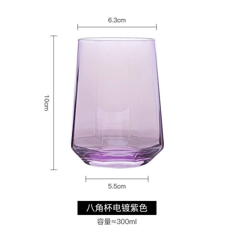 Diamond Glass Mugs Whisky Glass Geometric Octagonal Wine Glass Drinking Glasses Coffee Mugs Juice Cup Beer Glass: Purple 
