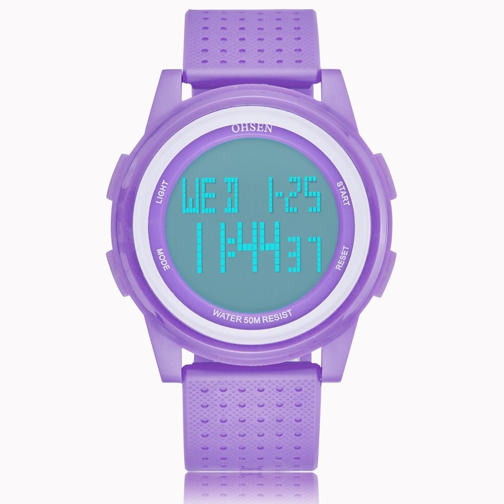 Ohsen, relojes deportivos para exteriores para mujer, reloj de pulsera LED impermeable de silicona para niños, reloj de pulsera multifunción para niño y niña, reloj de pulsera para mujer