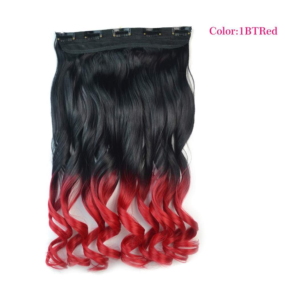 Valenwigs 22 '' lang bølget clip in on one piece syntetisk hair extensions ombre color 5 clips one piece krøllet frisure til kvinder: T27/30/4