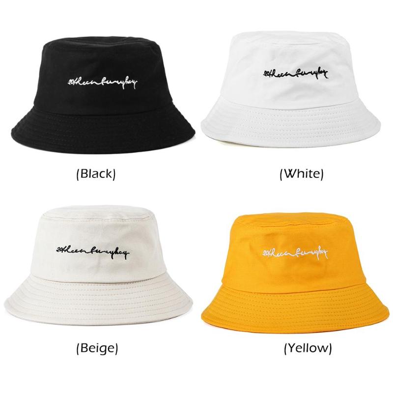 Brevbroderi unisex bøtte sommer fiskelue utendørs panama solhatt menn kvinner hofte hopp fiskerhatt