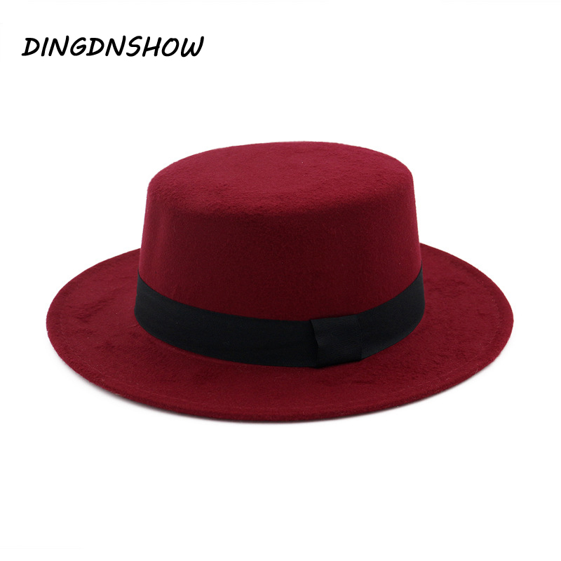 DINGDNSHOW-Sombrero Fedora a la , Sombrero de lana para Hombre, Gorra de invierno, sombreros de fieltro para mujer, Sombrero plano para Hombre