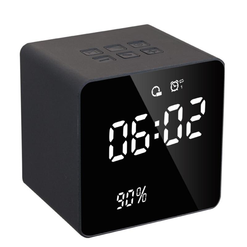 Bluetooth Speaker With FM Radio LED Mirror Alarm Clock Subwoofer Music Player Snooze Desktop Clock Wireless: 3