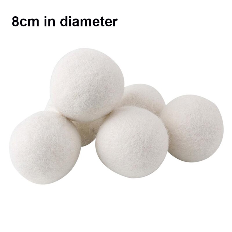 6Pcs/Lot Natural Tumble Dryer Ball Wool Dryer Ball Reusable Clothes Drying Laundry Clean Ball Laundry Fabric Softener Ball: Diameter8cm