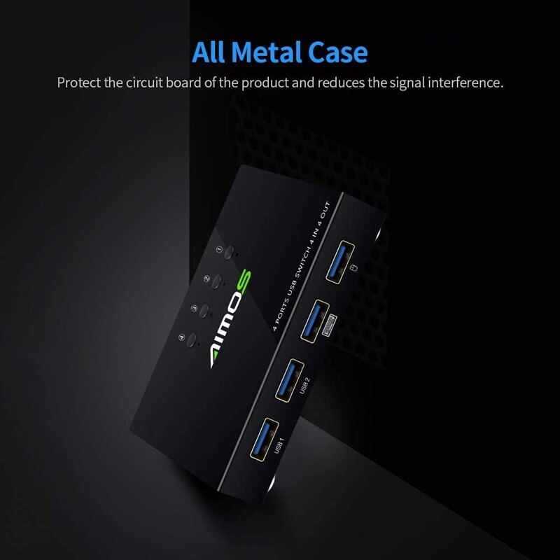 USB 2.0 Printer KVM Share Switcher Splitter Box for 4 PC Sharing Printer Keyboard Mouse KVM 4K USB HDMI Switch