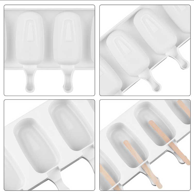 Moldes de sorvete congelado, moldes de silicone com 10 pçs de picolés, 4 cavidades, faça você mesmo, moldes de cozinha, utensílios de criação de sobremesa