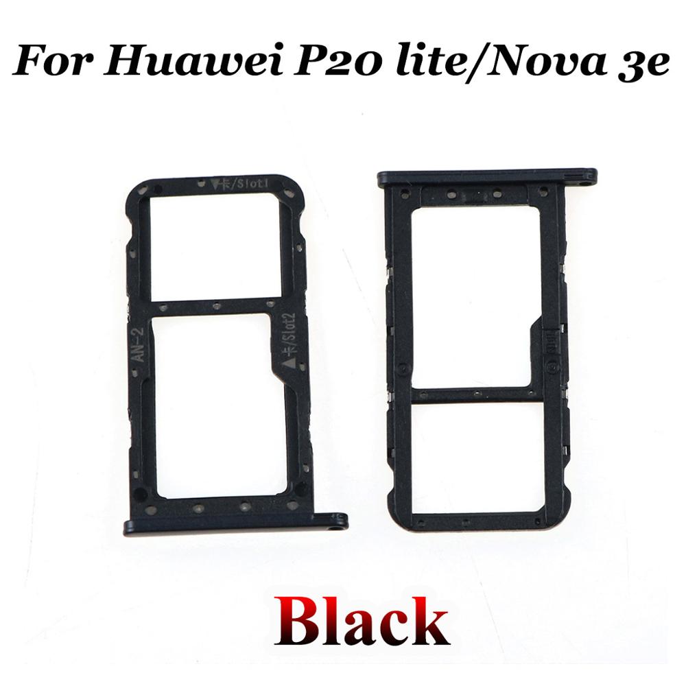 YuXi Voor Huawei P20 Lite/Nova 3E SIM Micro Secure Digital Geheugenkaart Lade Dubbele Slot Houder Carrier Adapter vervanging + Tool: Black