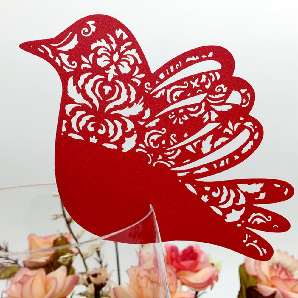 Liebe vogel Wein Glas Marker platz karten Hochzeit geburtstag braut dusche Baby Party Dekorationen tisch Name anzahl karte: rot