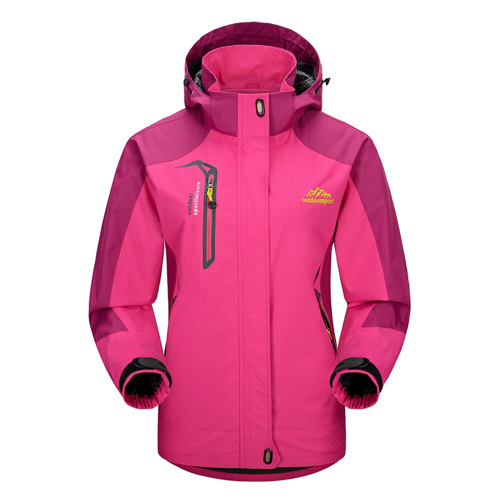 Lixada Outdoor Climbing Waterproof Jacket Windproof Raincoat Sportswear Traveling Cycling Sport Detachable Hooded Coat for Women: Rose red / XS