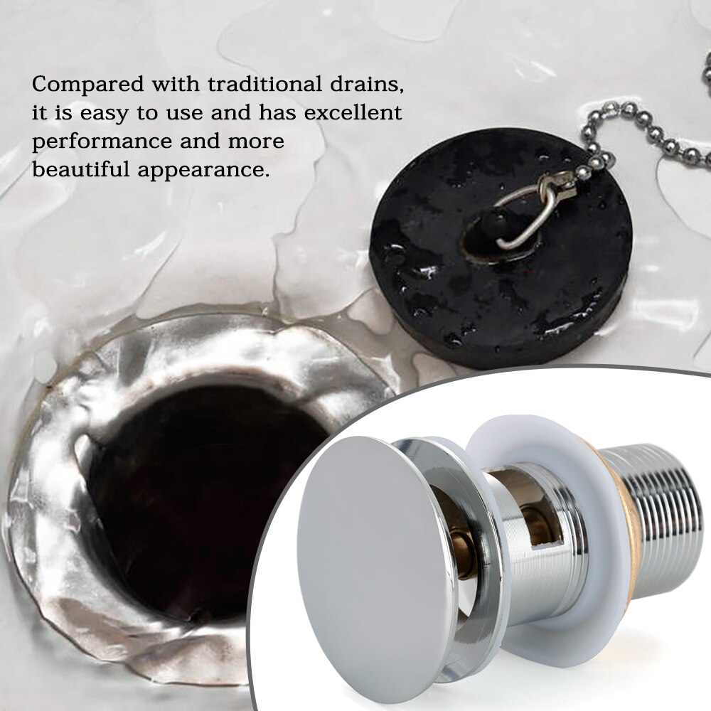 1pcs Bathroom Sink Drain Stopper Sink Tap Push Button Pop up Waste Plug Slotted Drain