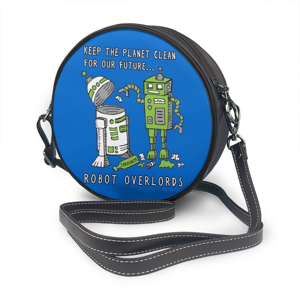 R2d2 torba na ramię R2d2 skórzana torba na zakupy szczupłe torebki damskie drukuj tendencja student kilka kieszeni kobiet okrągłej torebce: Robot Earth