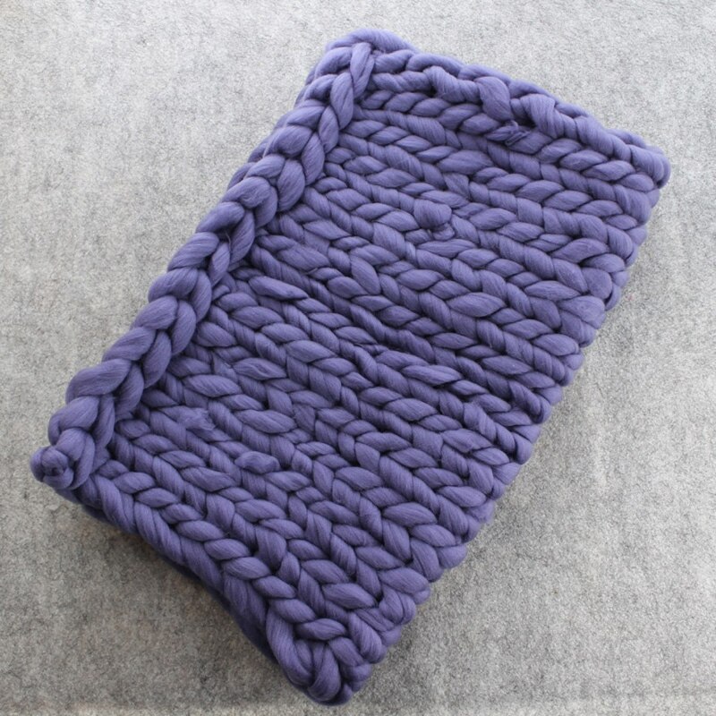 40*50 Knitted Blanket Basket Stuffer Filler Baby Blanket Photo Prop Newborn Baby Photography Props Accessories: Purple