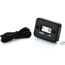Motorcycle Black Spark Plug LCD Digital Tach Hour Meter Tachometer Gauge