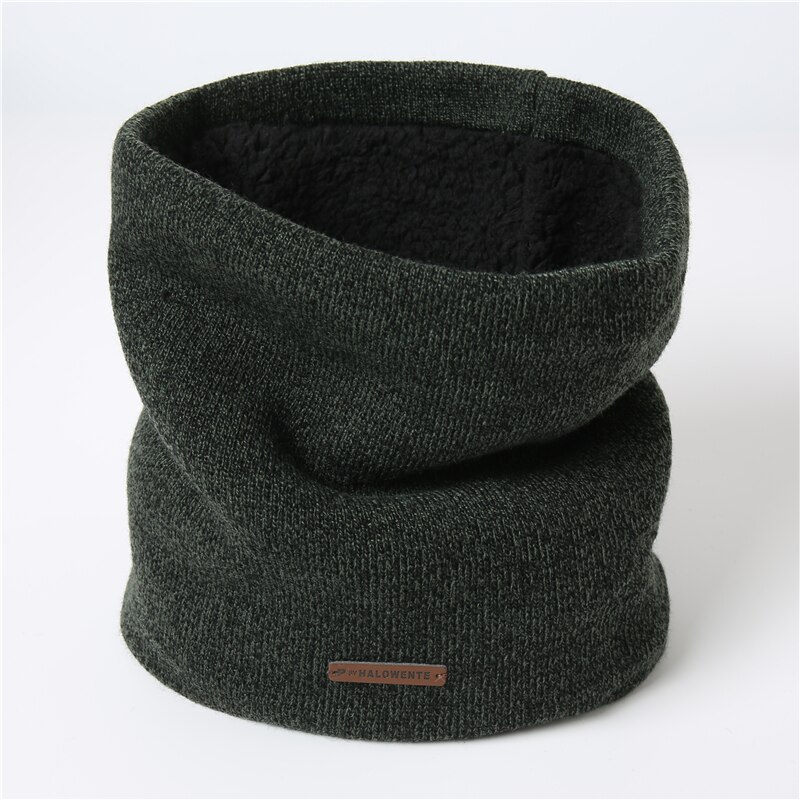 Hommes hiver écharpe tricot fourrure anneau foulards pour les femmes en plein air épais unisexe Snood Sport cou écharpes: WJ117-Army