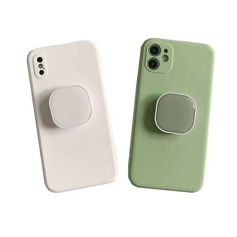 Support de téléphone portable de poignée d'airbag rétractable de colle de chute carrée pour des iphone samsung xiaomi support de support de couleur unie