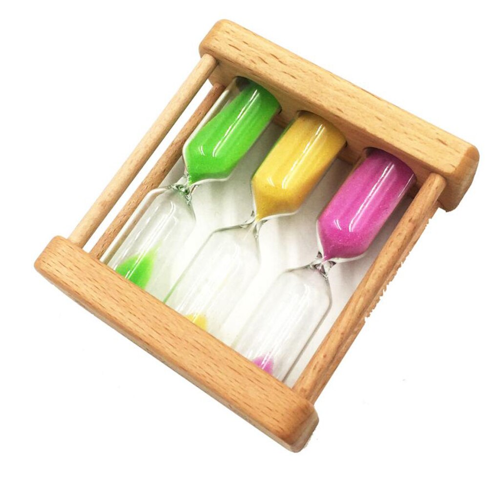 3 in 1 1+3+5 Minute Hourglass Wood Glass Sand Timer For Kitchen Cooking
