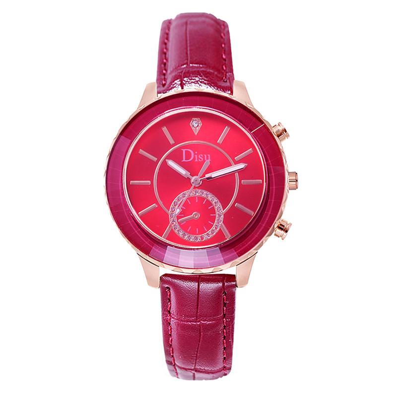 Retro brune kvinder ure kvaliteter små damer armbåndsure vintage læder armbånd ur mærke kvinde ur: Rød