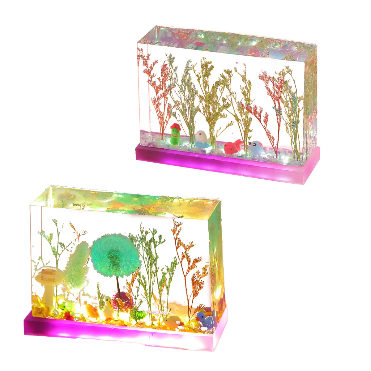 Droge Bloem 3D Kubus Ornament Vierkante LED Lamphouder Cuboid Siliconen Schurende DIY Kristal Epoxyhars Mal Handwerk