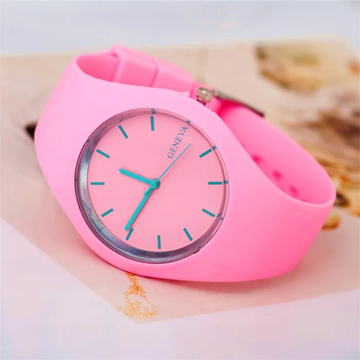Men watch Women Cream Color Ultra-thin Silicone Strap Leisure Watch Geneva Wristwatch Women's Jelly Watches: PURPLE