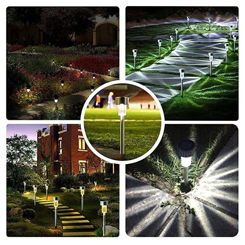 Solar Lights Outdoor Waterproof Stainless Steel LED Landscape Lighting Solar Garden Lights for Pathway Walkway Patio Yard & Lawn