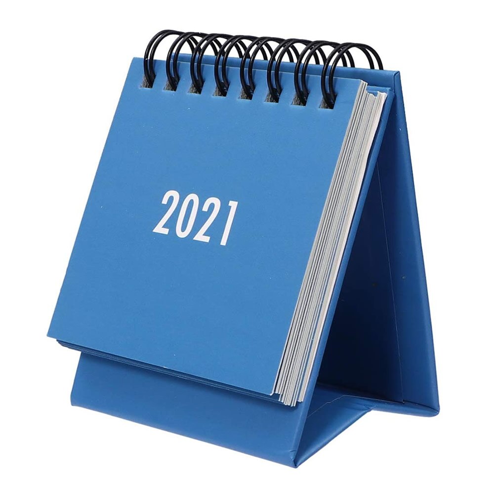 Desktop Calendar, Stand Up Year Calendar Daily Scheduler Monthly Folding Flip Calendar For Office School Home: Blue
