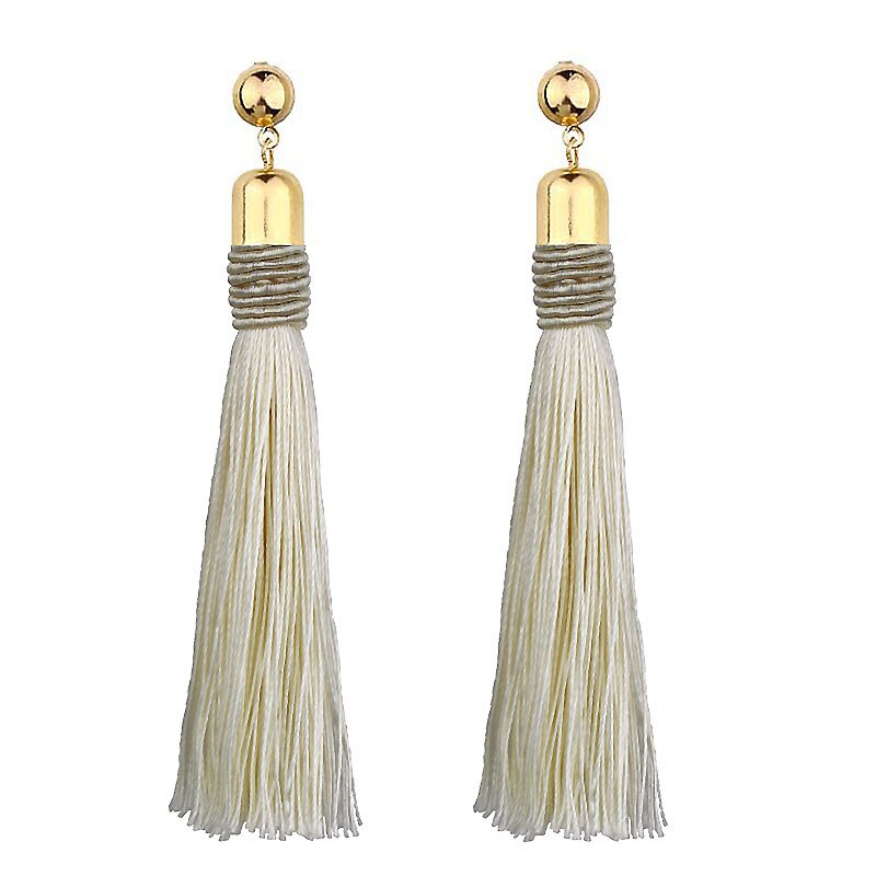 Bohemian Lange Tassel Dangle Oorbellen Voor Vrouwen Rood Zwart Zijde Verklaring Oorbel Etnische Mode-sieraden: EA086-05