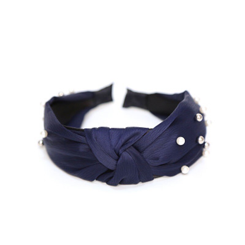 Nouvelle maille fil perle perlée belle bandeau corée cheveux accessoires pour femmes fleur nœuds Double noeud large bandeau