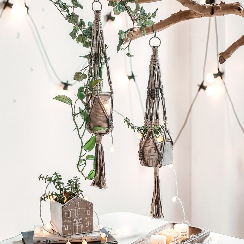 M Hanging Baskets Bohemia Woven Cotton Rope Hanging Basket Wall Mounted Flower Pot Accessories Indoor Garden Supplies