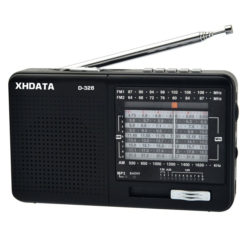 XHDATA D-328 12-Band Portable Radio AM/FM/SW DSP Technology MP3 Player TF Card Slot USB Mini FM Receiver with Bluetooth Radio: Default Title