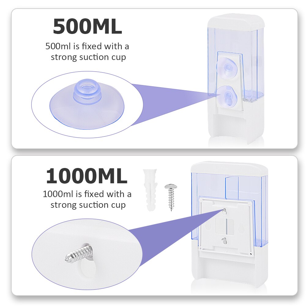 Dispensador de jabón de 500ml con ventosa para montar en la pared, dispensador de jabón de mano, recipiente para Gel de ducha, dispensador para baño, accesorios de cocina