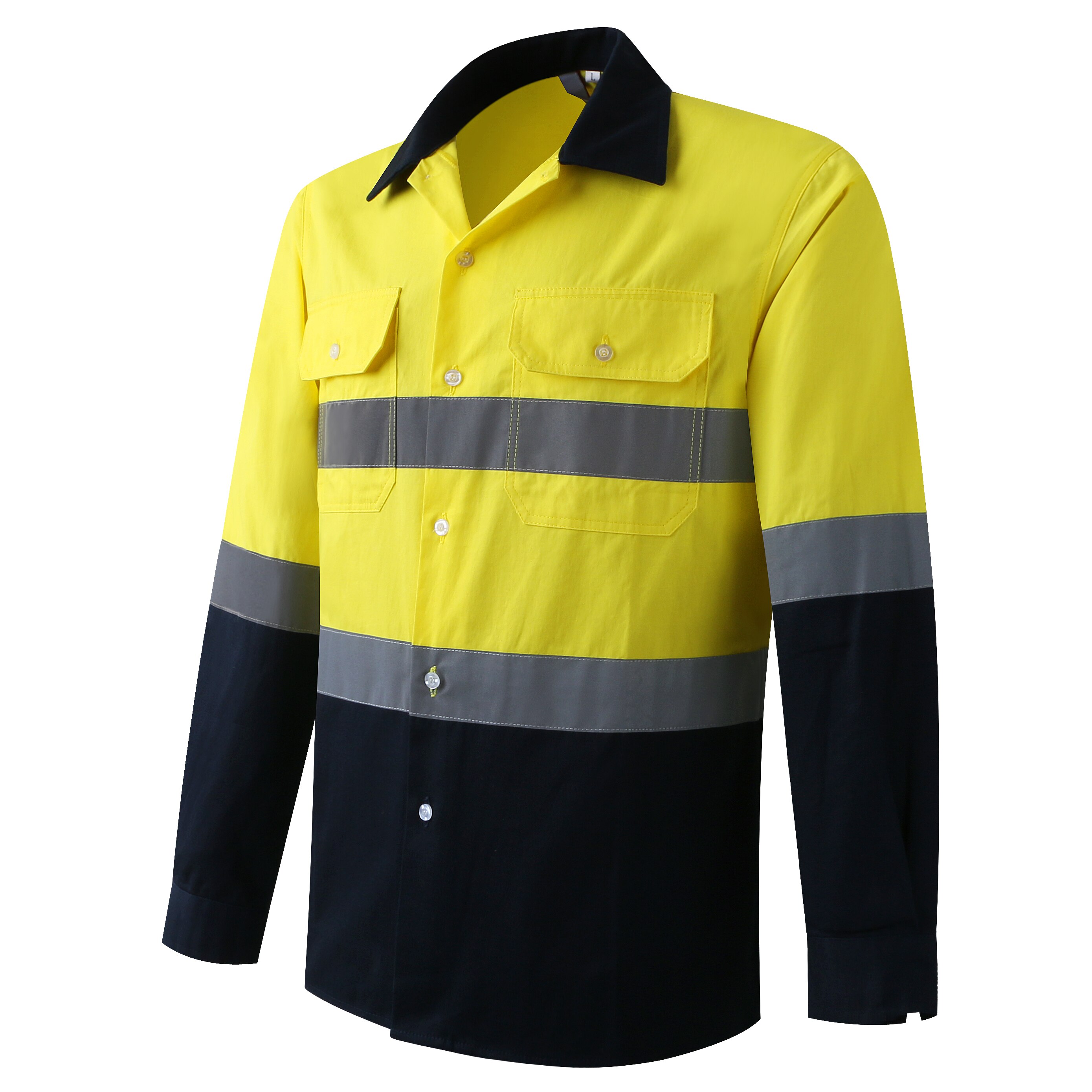 wie/NZS Mens Hohe Sichtbarkeit Bergmann Hemd Zwei Tonne Arbeit Hemd Reflektierende Orange und Marine Sicherheit Baumwolle Hemd