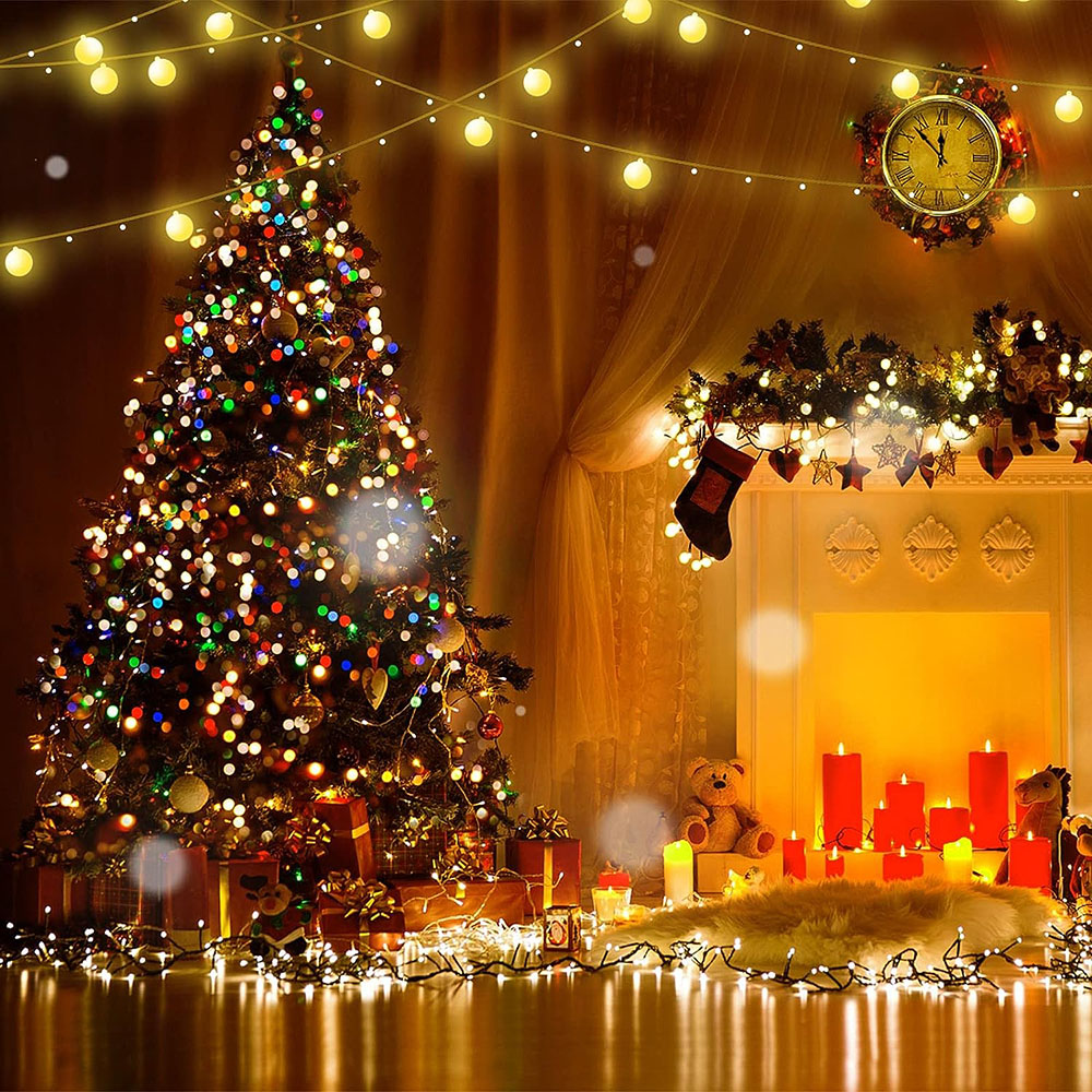 Guirnaldas de luces alimentadas por energía Solar, 8 modos, iluminación exterior, luces navideñas impermeables para decoración de jardín, boda, césped y