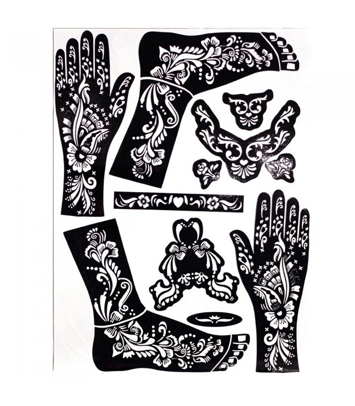 Adhésif modèle tatouages henné - pieds et les mains - 1 usage unique
