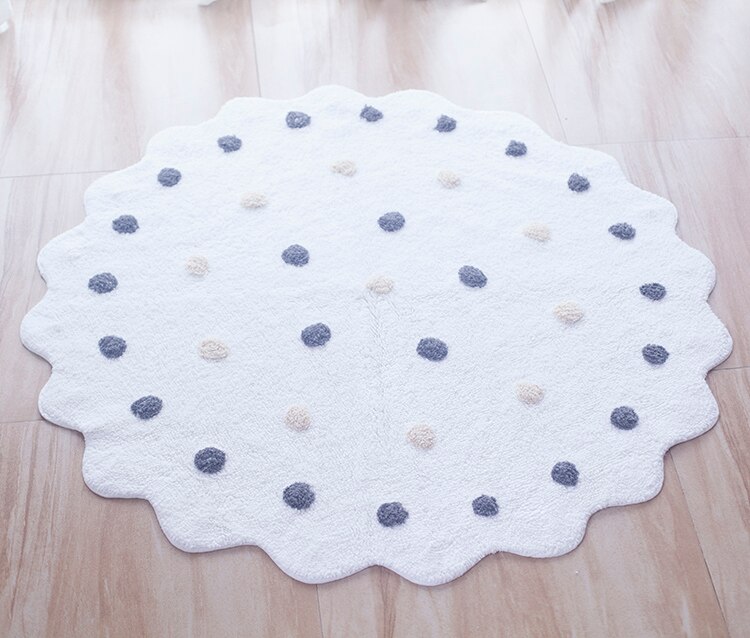 Tapis rampant pour enfants, matelas de chambre à coucher rond pour bébés, tapis de jeu rampant en coton, tente de tipi: white