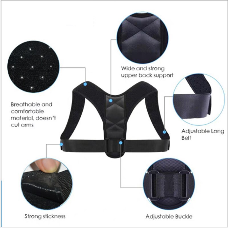ZK20-cinturón Corrector de postura para hombre y mujer, cinturón Corrector de postura ajustable para espalda, arnés de seguridad para trabajo, soporte para hombro recto