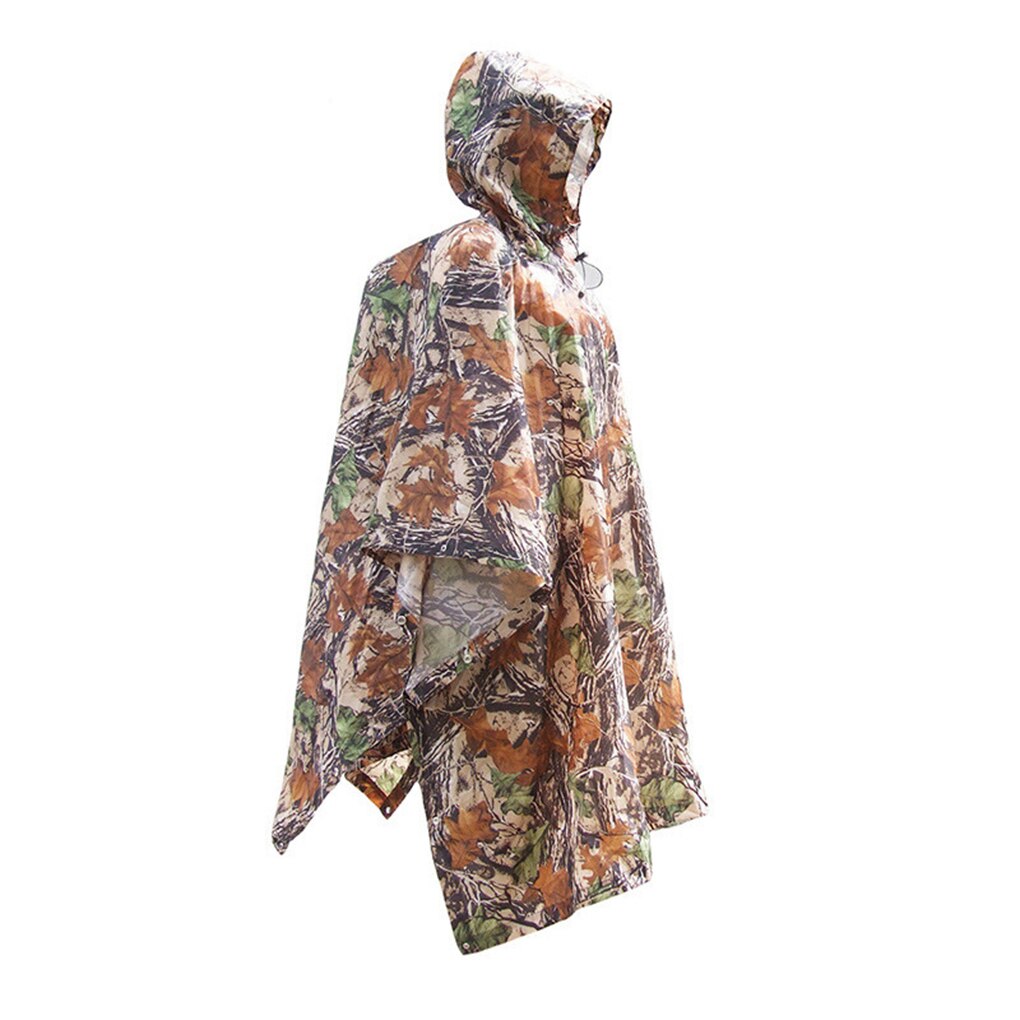 Hoodie Rain Poncho Waterproof Camouflage Ponchos Portable Windproof Hook and Loop Climbing Accessory Outdoor Accessories: Default Title