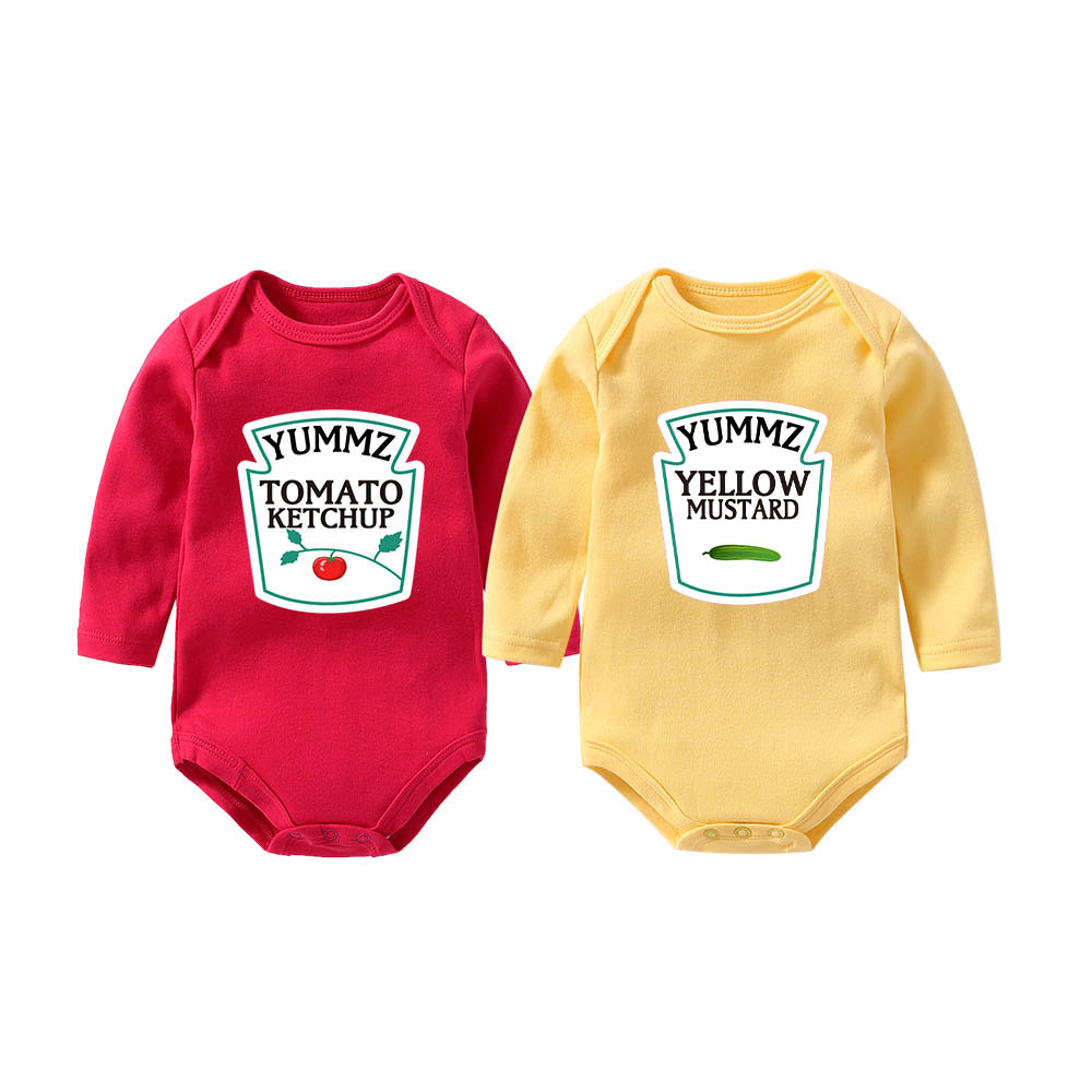 Culbutomind Yummz tomate Ketchup jaune moutarde rouge et jaune body bébé garçon jumeaux bébé vêtements jumeaux bébé garçons filles: long short red / 9M