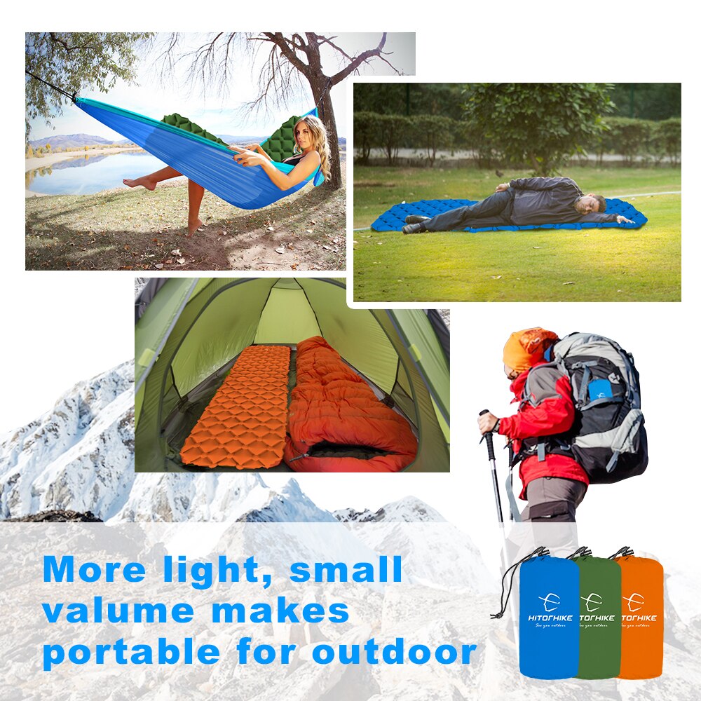Hitorhike innovative sleeping pad fast filling air bag super light inflatable mattress with pillow life rescue 550g cushion